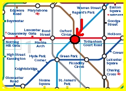 Plan du métro londonnien et la station où nous descendons